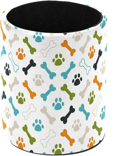 Colored dog footprint and bones Pen Holder Makeup Brushes Holder Cosmetic Storage for Home and Office