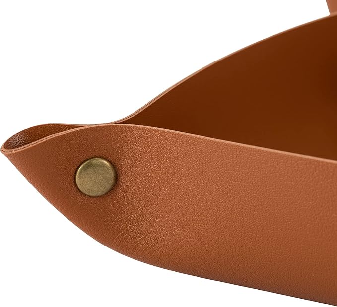 3 packs PU Leather Tray in 3 Sizes Jewelry Tray Glossy Leather Desk Organizer Leather Catchall Tray for Jewelry/Key/Coin/Sun Glasses/Watch/USB Cables etc. (yellow)