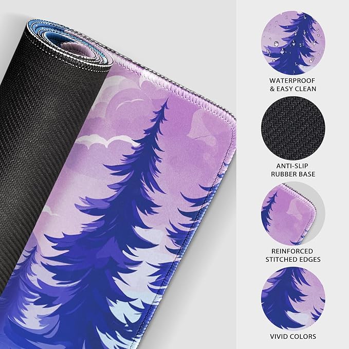 Mountain Moonlight Large Gaming Mouse Pad 31.5"x15.7"｜XXL Desk Mat, Non-Slip Rubber Base & Stitched Edges - Extended Waterproof Mousepad for PC/Laptop/Office/Home Decor