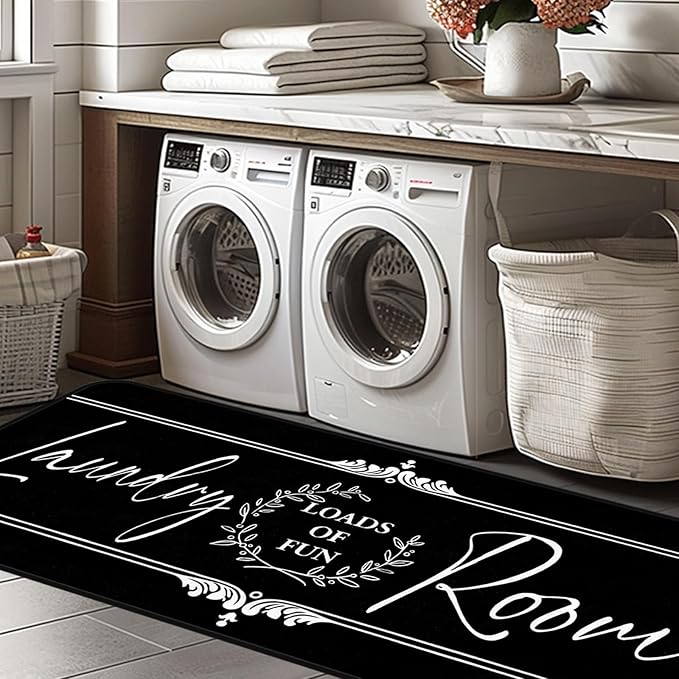 Laundry Room Rug Runner 24"X72" Non Slip Farmhouse Mats Organization and Washable Floor Long Rugs for Laundry Room Accessories Mudroom Kitchen Bathroom Area Rugs Decor