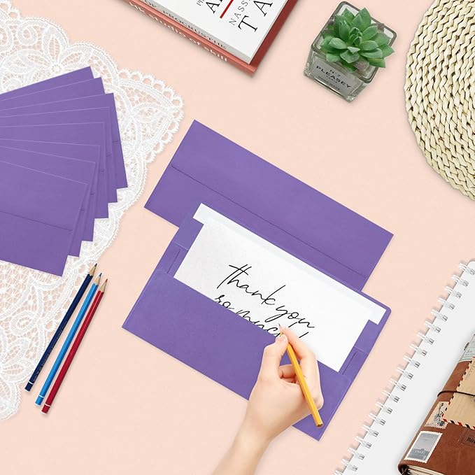 100 Pack #10 Business Envelopes, Dark Purple Standard Envelopes Self Seal, Letter Size Mailing Envelopes for Checks Letters Invoices Christmas Birthday Graduation Wedding, 4 1/8 x 9 1/2 Inch