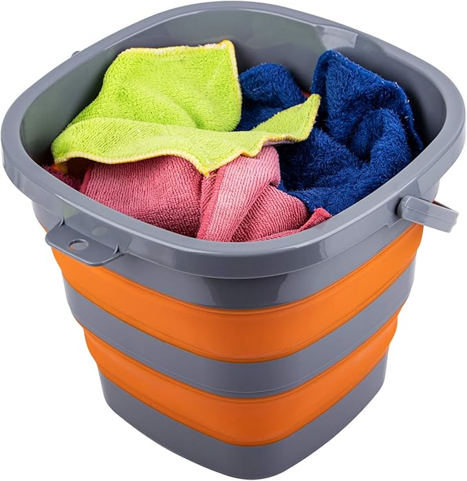 Collapsible Bucket with 1.32 Gallon (5L), Small Plastic Bucket for Sand or Beach, Portable Water Tub for Cleaning, Fishing Water Pail