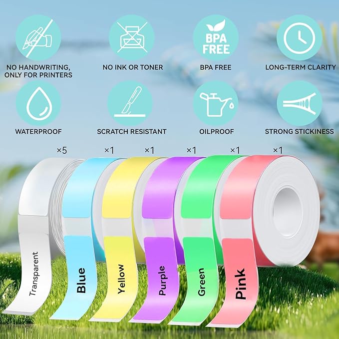 eebbl Label Maker Tape Refill 12mm 0.47, Standard Laminated Thermal Label Tape Replacement, 0.47"×1.57"(12×40mm) 1650 Labels/10Rolls/Pack, High Definition Labeling Tape for Home Office School Hotel