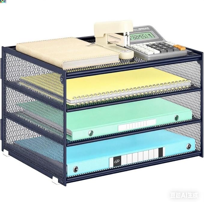 Lavatino 3-Tier Letter Tray Desk Organizer – Grey Mesh Metal Paper File Tray Organizer for Desk, Office Supplies & Home Organization | Fits A4/Letter Paper, Mail, Magazines and Office Accessories