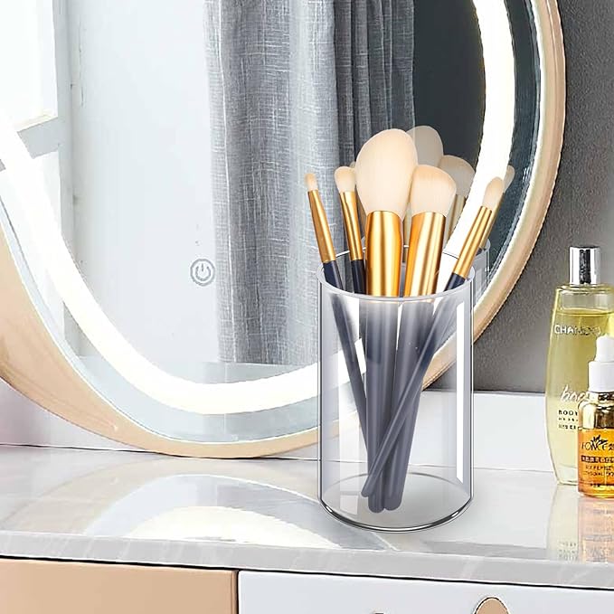 Acrylic Pen Holder 4 Pack, Acrylic makeup brush holder, Clear Pen Cup, Acrylic Cylinder Perfect for Desk organizer, Cylinder