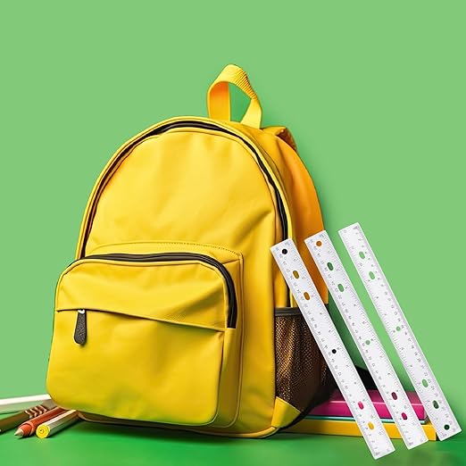 28 Pack Plastic Ruler 12 Inch Transparent Rulers - Metric Bulk for Kids School Office Classroom, Clear