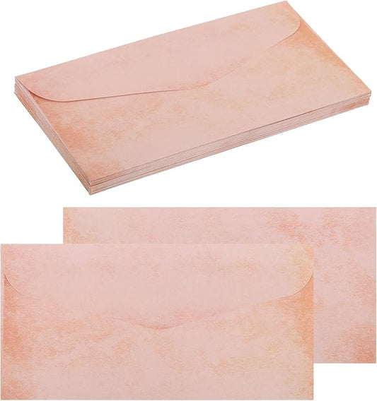 MECCANIXITY 48 Packs Envelopes Vintage Stationery Pink Red Stationery Old Fashion Paper for Letter Writing, Invitations, Wedding-9 x 4 Inch