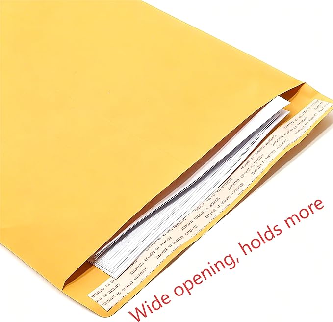 10x13 manila envelopes, Catalog Envelopes - 28lb Brown Kraft Paper with Self-Seal Closure | Ideal for Mailing Flat Letter-Size Documents & Photos (Yellow, 20PCS)