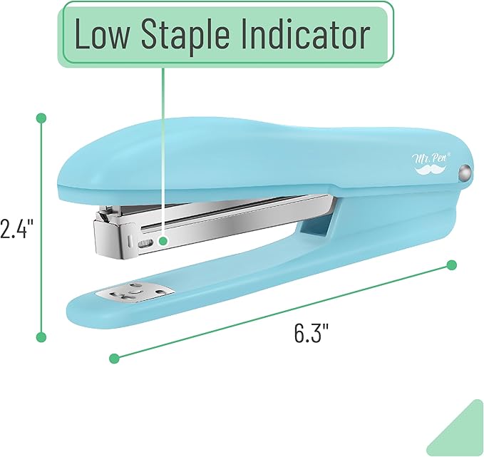 Mr. Pen- Staplers for Desk, 2 Pack With 200 Staples, 20 Sheet Capacity, Blue, Office Stapler Set