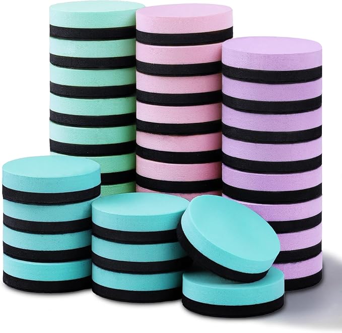 XKDOUS Round Magnetic Whiteboard Eraser 35 Pack, Small Dry Erase Eraser for Kids Classroom, 2x2 Inch Mini Dry Erase Board Eraser, Multipurpose White Board Eraser for School & Office Use (4 Colors)