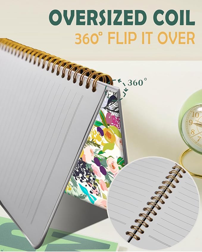 Ruled Spiral Writing Notebook,A5 Hardcover Lined College Journal for Women,Strong Twin-Wire Binding with Premium Paper,8.4" X 6",Perfect for School,Office,Home(Colorful Floral)