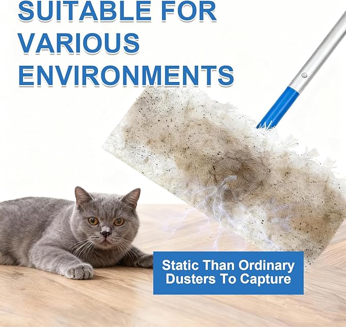 JUUDDENPARTS 100Pcs Heavy Duty Dry Sweeping Cloths Replacement for Swiffer Mop, Microfiber Duster Mop Pad Refills, Disposable for Hardwood and Multi-Surface Cleaning