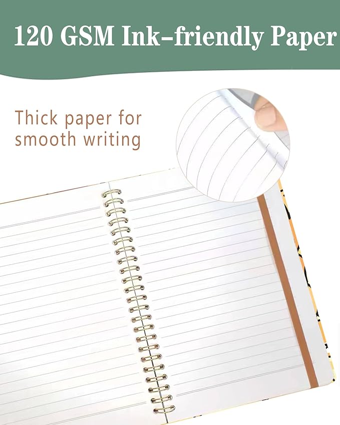 Spiral Journal Notebook, A5 Cute Notebooks for Women Men, College Ruled Hardcover Notebook for Work & Note Taking, 60 Pages Double-Wire Journals for Writing, Cute Colorful Cats