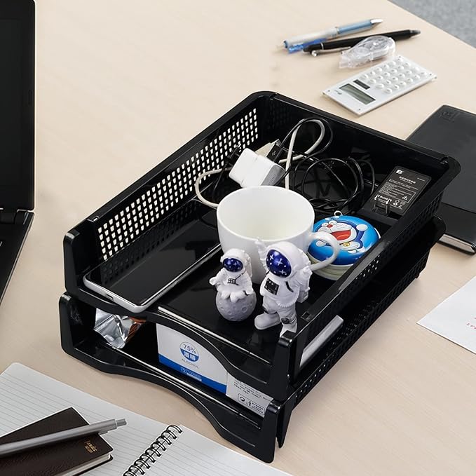 File Stacking Trays, Plastic Stackable Paper Letter Tray, 6 Packs