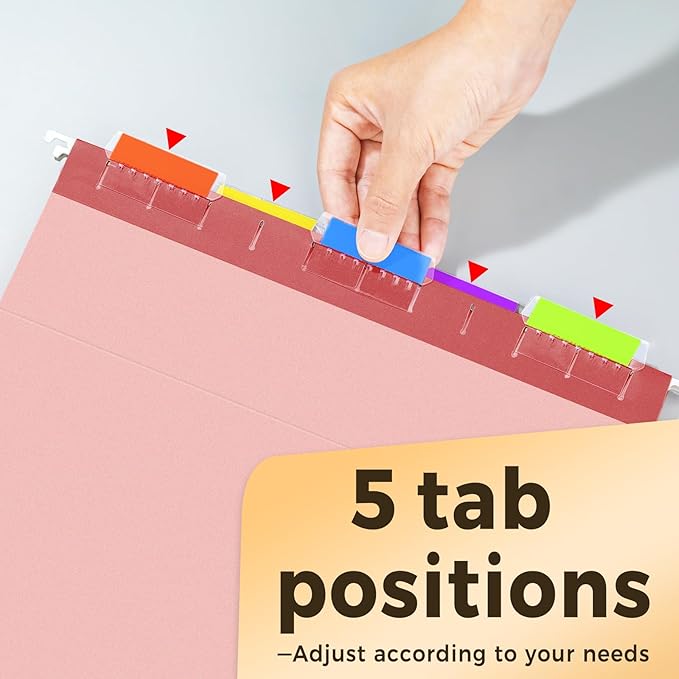 SUNEE Hanging File Folders Retro Colors, 6 Pack Letter Size File Folders with 1/5-cut Tabs, Stay Organized for Your Home and Office Bulk File and Documents
