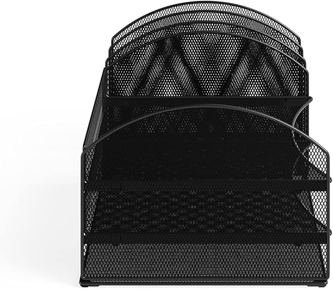 Safco 3213BLKD Onyx Steel Desk Organizer 3 Horizontal, 3 Upright Sections, Perfect for Destkop Ogranization in the Home, Office or Classroom, Black