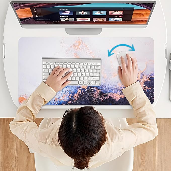 Desk Mat, Desk Pad Dual Leather Sided Desk Pad for Office and Home,Desk Organization and Accessories - Ideal for Large Mouse Pad and Desk Mats on Top of Desks (Blue White 31.5"x 15.7")