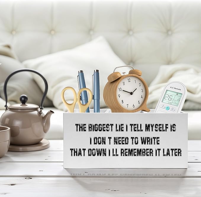 Funny Pencil Pen Holder for Desk, Retro Humorous Wooden Pencil Holder Organizer for Home Office Desk Accessories, Funny Office Gifts for Coworkers Women Men