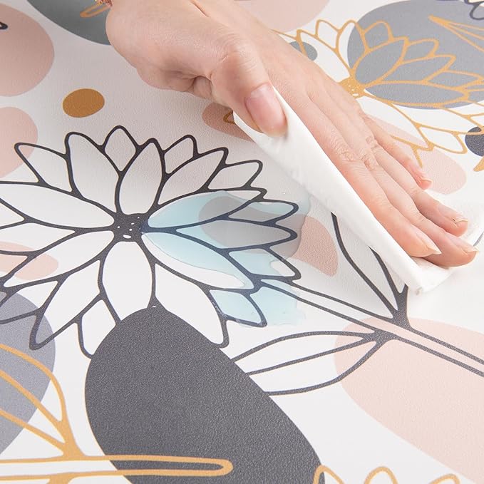 QiyI Large Mouse Pad, Extended Desk Mat for Desktop, PU Leather Waterproof Gaming Mousepad, Computer Desk Accessories Protector Writing Pads for School Office Home 31.5" x 15.7" - Line Art Flowers