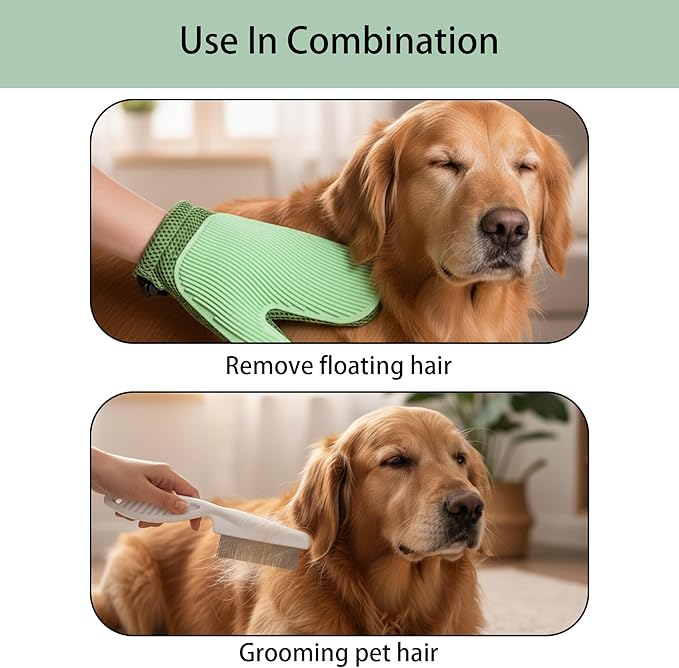 Grooming Mist Pet Hair Remover Gloves,Multi-Functional Grooming Mist Glove for Pets,With Pet Grooming Comb,Suitable for pet grooming,Sofas,Carpets,Car seats,Clothes,Etc