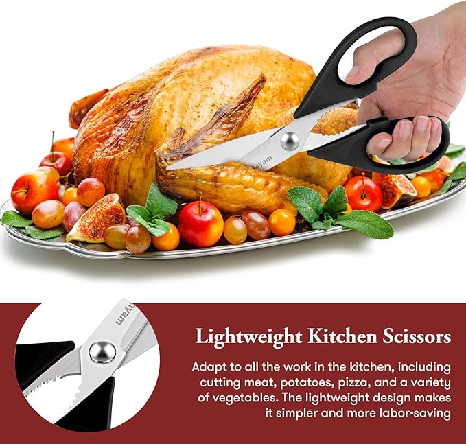 Stocking Stuffers for Men, White Elephant Gifts for Adults, Kitchen Scissors All Purpose Kitchen Shears 8.5" Cooking Scissors with Sheath, Black Kitchen Accessories, Kitchen Gadgets Utensils