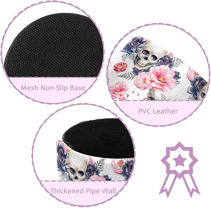 Pen Holder Cup Pencil Cup Holder for Office Watercolor Skull and Peonies Flowers Desk Organizer