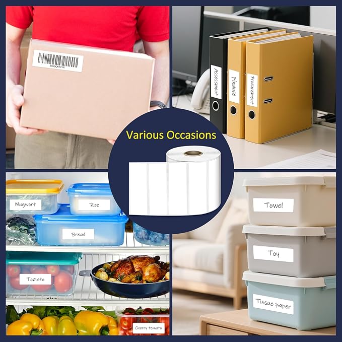 L LIKED 3" x 1" Direct Thermal Labels, Permanent Adhesive Barcode Shipping Label & Compatible with Rollo, Zebra and Other Desktop Printers (12 Rolls, 16800 Labels)