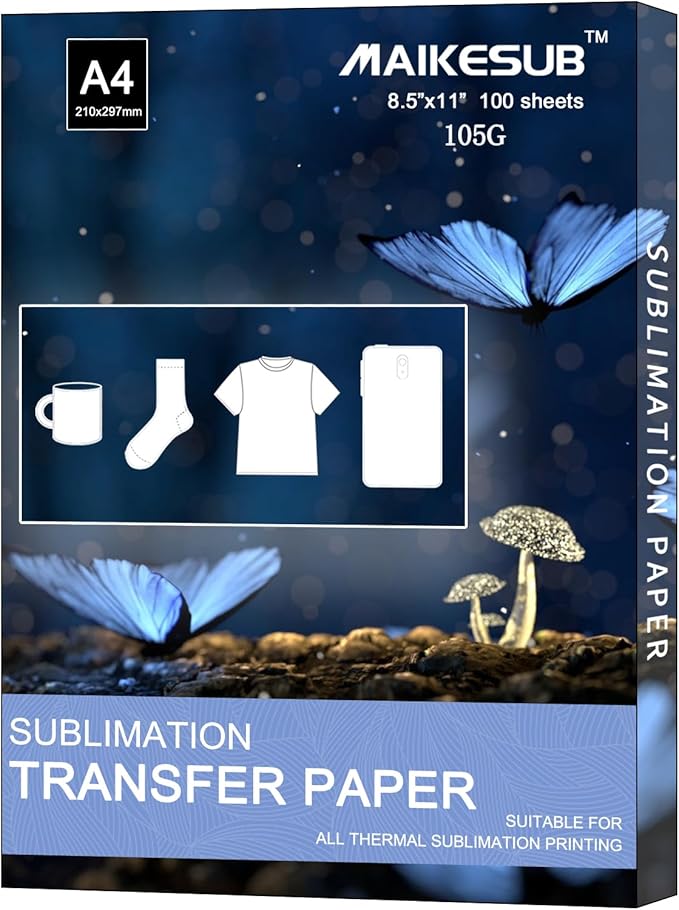 Sublimation Paper 100 Sheets Heat Transfer Paper 8.5x11 inch Compatible with Inkjet Sublimation Printer 105g