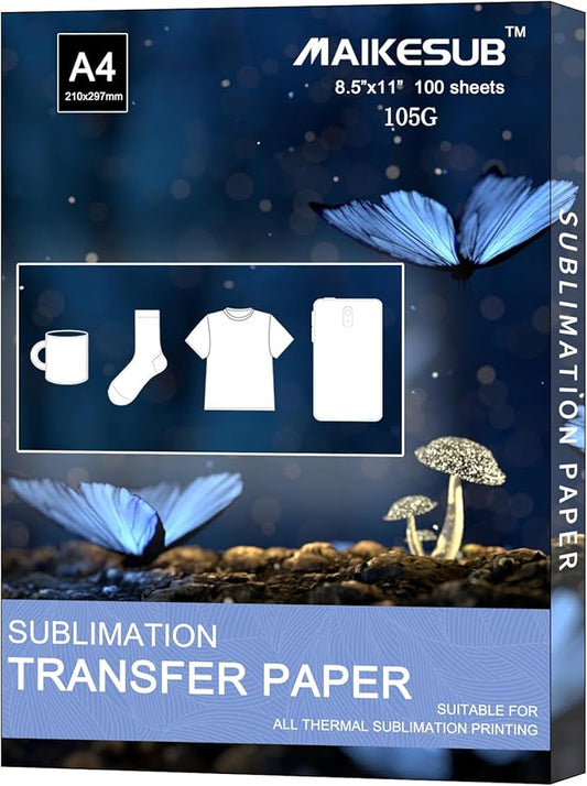 Sublimation Paper 100 Sheets Heat Transfer Paper 8.5x11 inch Compatible with Inkjet Sublimation Printer 105g