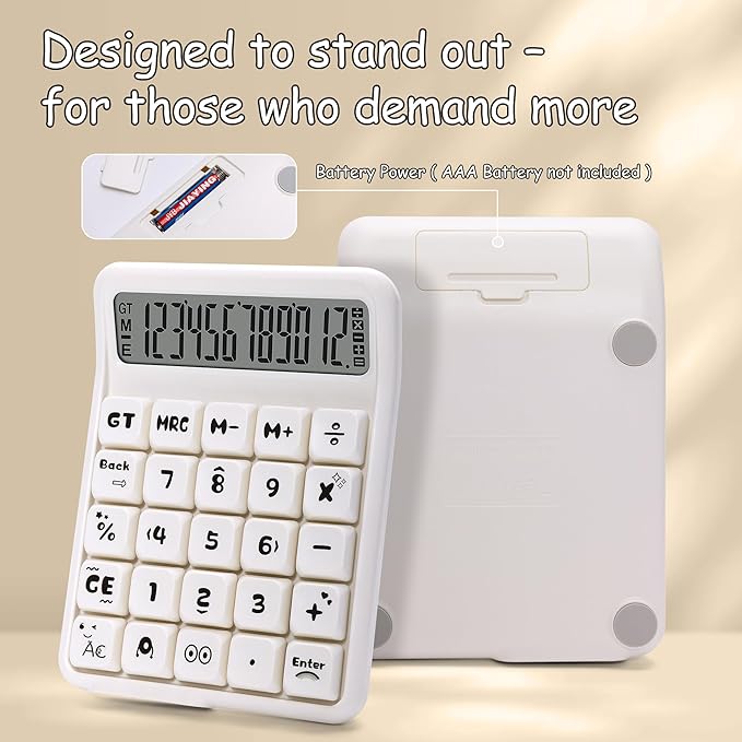 Mechanical Switch Calculator, 12 Digit Large LCD Display, Big Buttons, Real Mechanical Keypad, Desktop Calculator for Office & Study