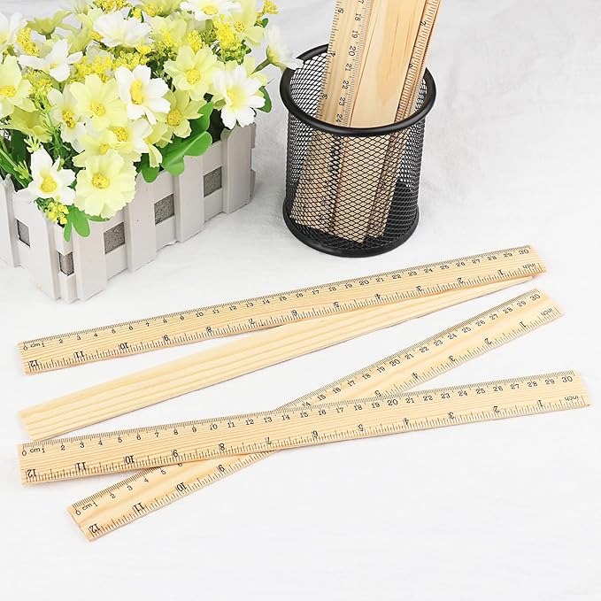144 Packs Wooden Rulers, 12 Inch Double Sided Wood School Ruler for Home, Student, Office Use, 2 Scale,by,GNIEMCKIN
