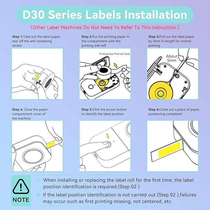 EEBBL D30 Label Maker Tape, Thermal Self-Adhesive 14x40mm (0.55"x1.57"), Compatible With D30 Portable Printer, 185 Labels/Roll (White)