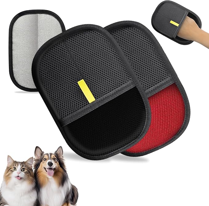 NEBALASTE 2Pcs Pet Hair Remover Gloves Brush for Dogs & Cats,Electrostatic Reusable Pet Hair Remover Tool for Laundry,Clothing,Couch,Carpet,Car Seat,Upgraded Animal Fur Removal Tool