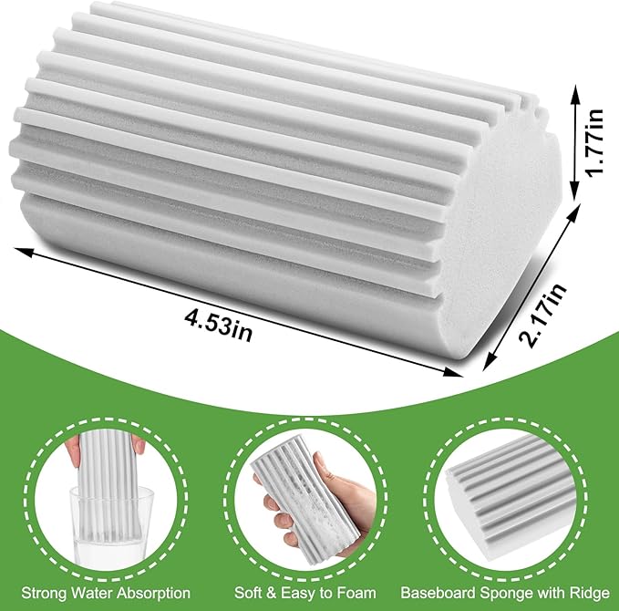 4-Pack Damp Clean Duster Sponge, Sponge Cleaning Brush, Duster for Cleaning Blinds, Glass, Baseboards, Vents, Railings, Mirrors,Window Track Grooves and Faucets（Gray）