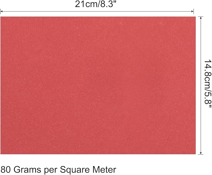 MECCANIXITY 100 Sheets Colored Copy Paper 8.3 x 5.8 Inch Printer Paper 80gsm Bright Red for Office Printing, Document Copying, Invitations, Forms, Art Projects