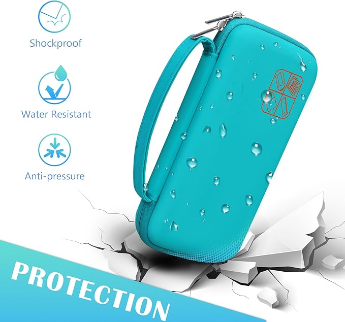 BOVKE Hard Travel Case for Texas Instruments TI-84 Plus CE/TI-84 Plus/TI-83 Plus CE/TI-83 Plus/Casio fx-9750GIII Graphing Calculator, Mesh Pocket for USB Cables, Manual, Pens, Accessories, Teal