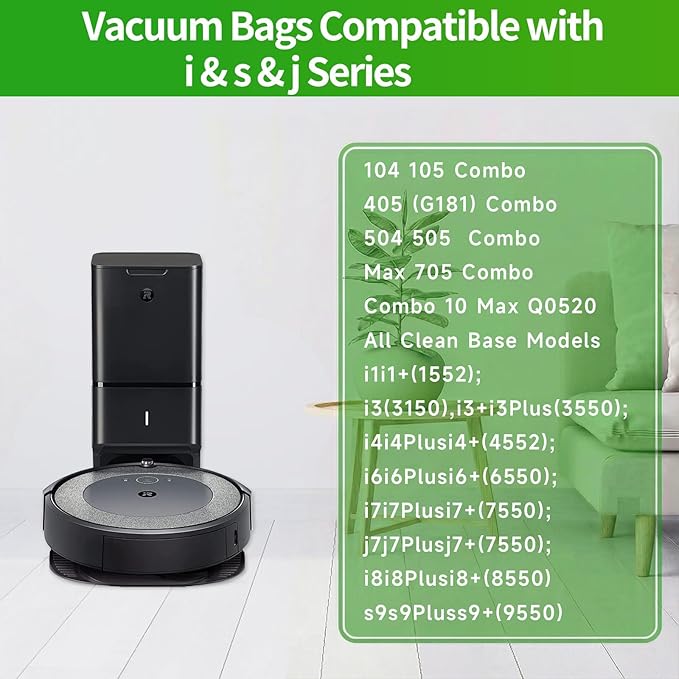 VBN 26 Pack Replacement Roomba Vacuum Bags, Compatible with iRobot Roomba 104 105 405 504 505 705 Combo 10 Max, i7+ i3+ i4+ i6+ i8+ j7+ s9+, i s j Series, All Clean Base Automatic Dirt Disposal Bags