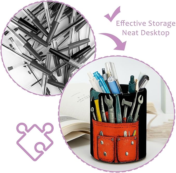 Pocket of Tools (1) Desk Pen Holder Stand Pencil Cup Pot Desk Organizer Makeup Brush Holder