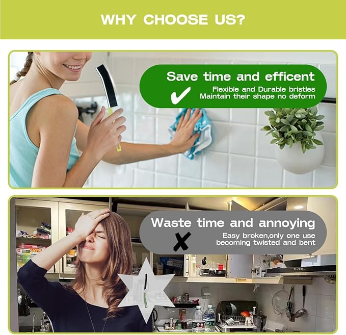 Crevice Cleaning Brush for Home Kitchen Bathroom, PBT Hard Bristle Crevice Brushes for Gaps, and Corners, Toilet, Sink, Window, and Household Cleaning (2Pcs Black+1White)