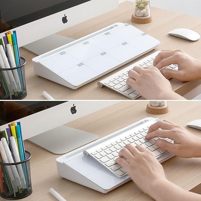 TSJ OFFICE Desktop Whiteboard Dry-Erase-Board - Computer Keyboard Stand White Board Surface Pad with Drawer, Desk Organizers with Accessories for Office, Home, School Supplies