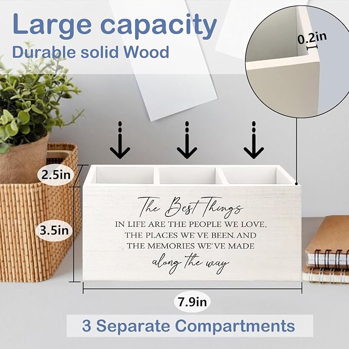 SNNDER The Best Things in Life Inspirational Pen Holder for Desk, Gifts for Family Best Friends, Motivational Wooden Pen Pencil Holder Organizer for Home Office Desk Accessories