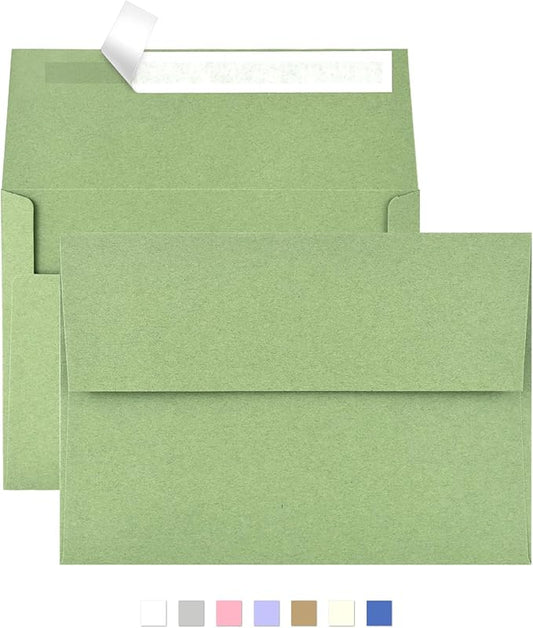 50 Pack 5x7 Envelopes for Invitations,5.25x7.25 inches,A7 Envelope Sage Green Self Seal,Printable Envelopes for Wedding,Invitation,Baby Shower,5x7 Cards