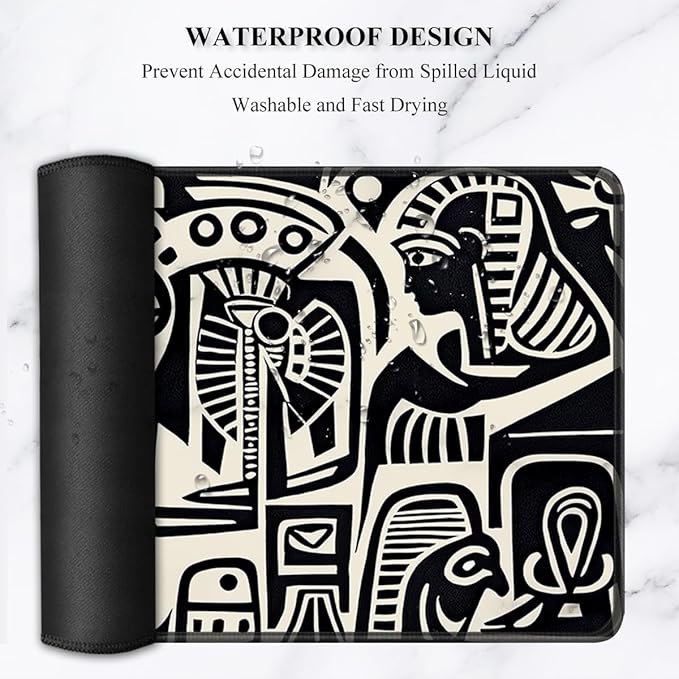 Auhoahsil Desk Mat, Ultra Large Mouse Pad, XXL Gaming Mousepad, Pretty Desk Pad, Big Extended Full Size Desktop Desk Matt for Keyboard, Laptop & Computer, 35.5 x 15.7 in, Ancient Egyptian Pattern