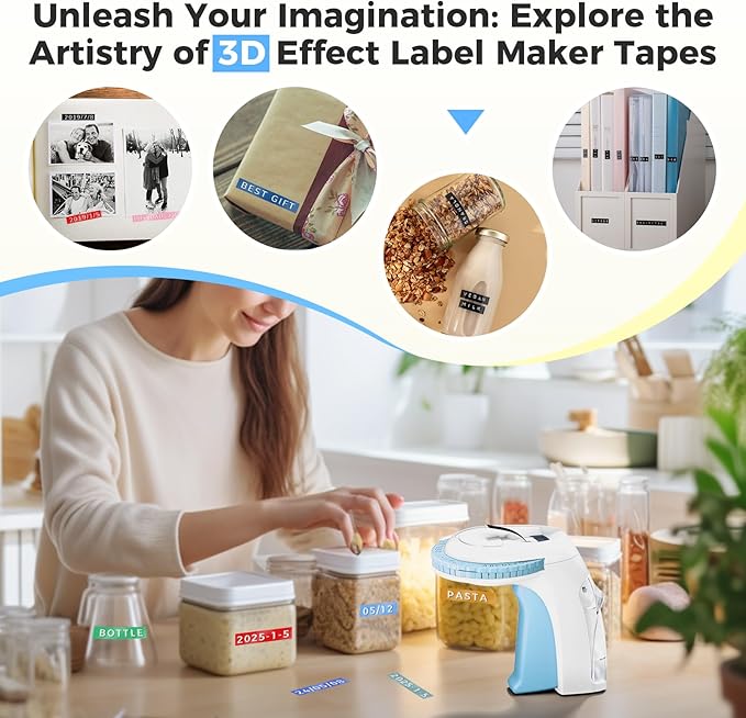 Vixic Embossing Label Maker, Retro 3D Label Maker Embossed, Vintage Embosser Label Makers Machine with 5 Rolls Embossing Tapes, Manual Labeler Old School for Home Office Kids DIY Crafting