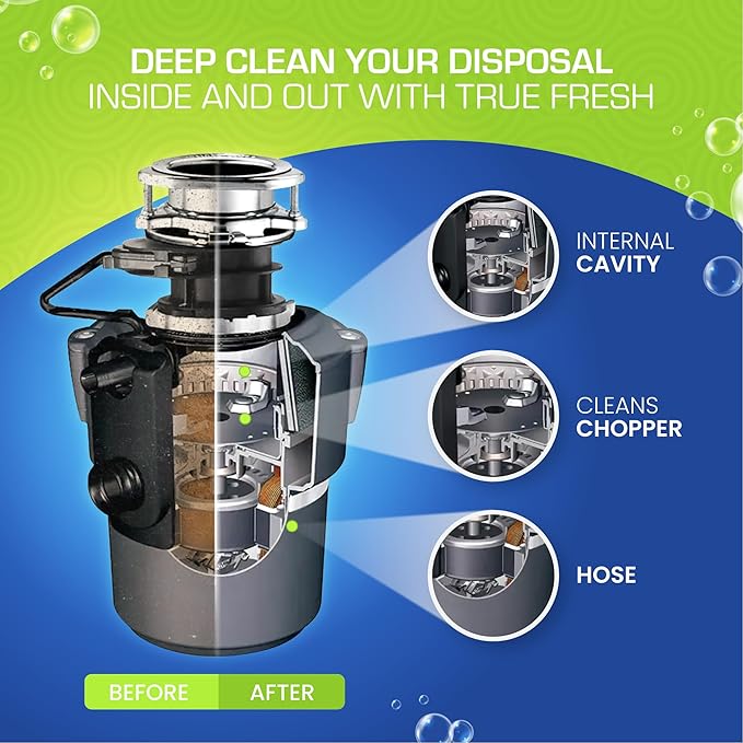 True Fresh- 49 Pcs Bundle- Garbage Disposal Cleaner -Compatible with All Disposal Brands and Washing machine Cleaner Tablets compatible with Front Loader -Top Loader -HE, Deodorize and Descales