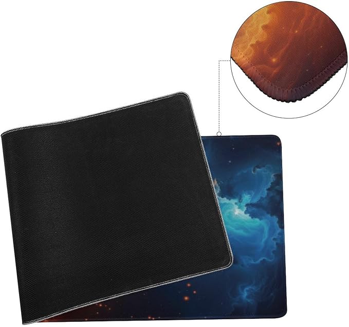 Cosmic Fire and Ice Nebula Large Mouse Pad, Gaming Desk Mat, XL Keyboard Desk Pad Mat for Desktop, 31.5"x11.8" Non-Slip Base Big Mousepad with Stitched Edges