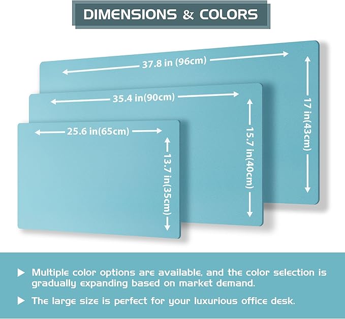 Aothia Double-Sided Desk Pad – 37.8"x17" Leather Desk Mat with Eco Cork Protector, Large Mouse Pad, Waterproof Desk Blotter for Office/Home (Blue Topaz)