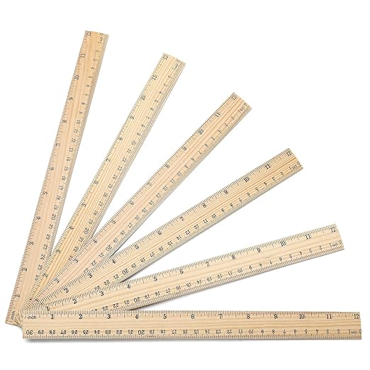 60 Pack Wooden Ruler 12 Inch Rulers Bulk Wood Measuring Ruler Office Ruler 2 Scale