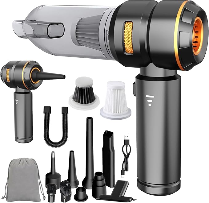KedeeSparkle Handheld Car Vacuum Cleaner, 4-in-1 Cordless Vacuum Cleaner, 22000 PA High Power Portable Car Vacuum with Brushless Motor, for Home, Office, Camping (Black Golden)