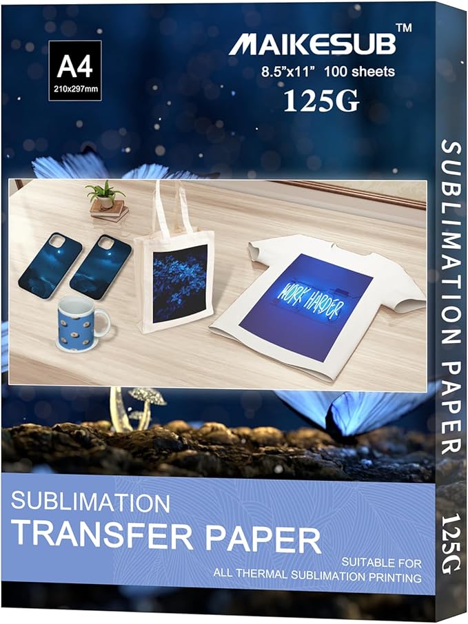 Sublimation Paper 8.5x11 Inch, 100 Sheets, Compatible with Sublimation Printer and Ink, 125g
